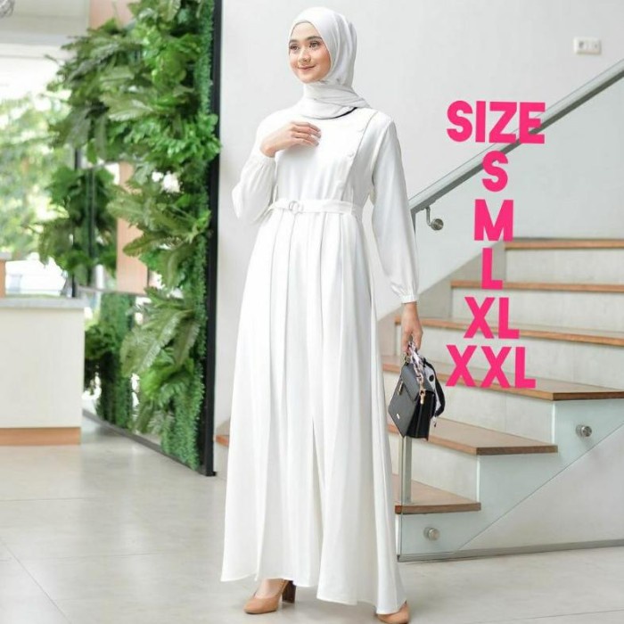 TRAND model Baju Gamis putih Remaja Terbaru muslimah Kekinian 2021