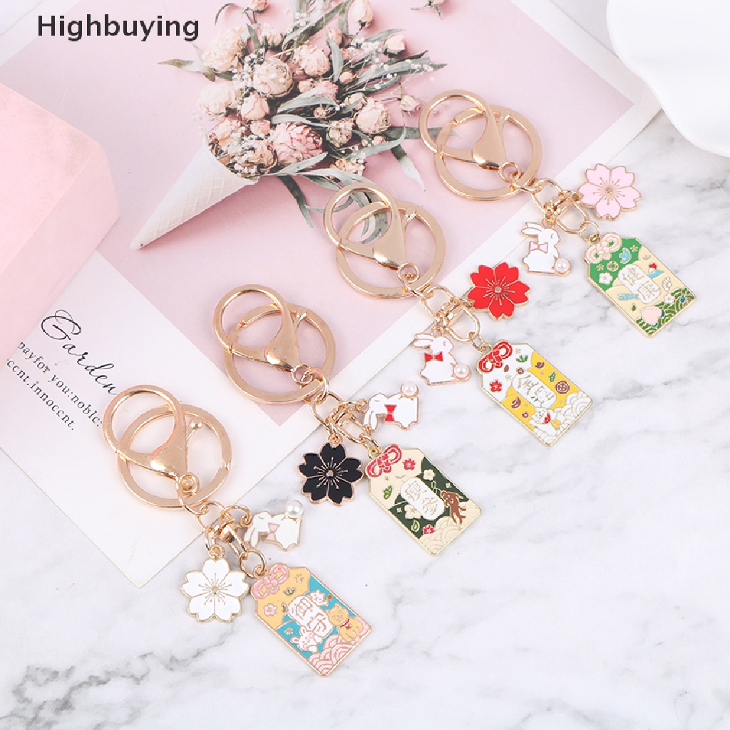 Hbid Gantungan Kunci Jepang Anime Rabbit Untuk Wanita Cherry Blossom Key-Ring Car Bag Pendent Glory