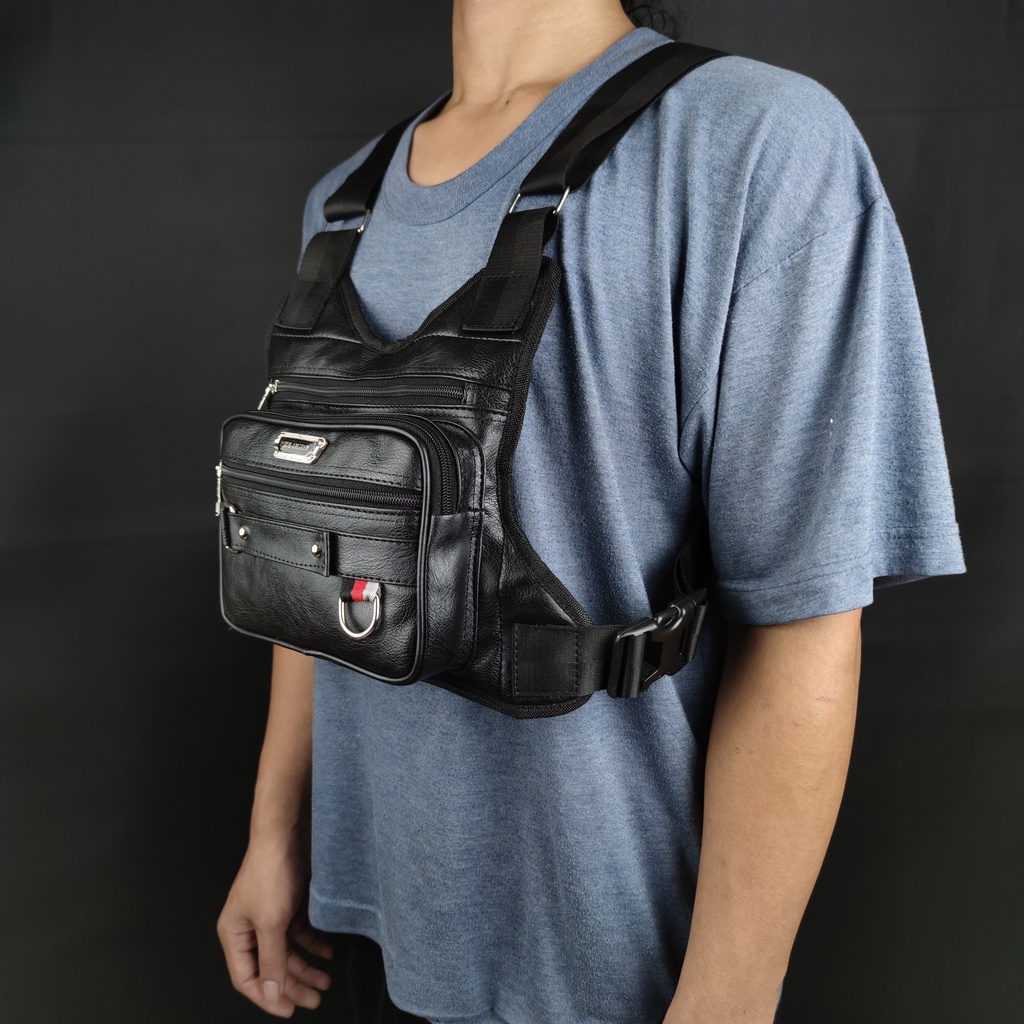 Tas Dada Pria Chestbag Tas Rompi Tactical PU LETHER