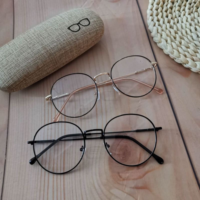 ZAYKA== Kacamata Wanita Korea Lensa Rangka Transparan Retro Vintage Metal Frame Eyeglasses Import