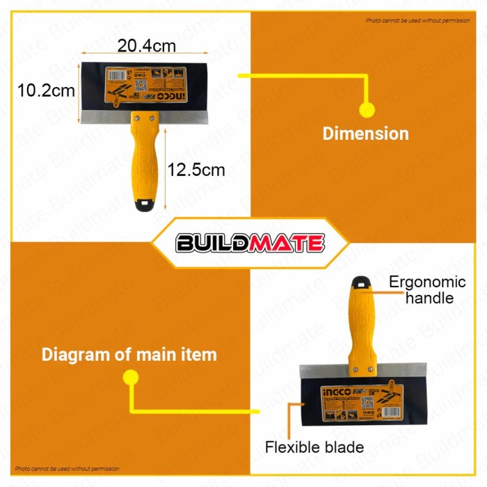 Kape Skrap 10&quot; Drywall Taping Knife INGCO HPUT25011 Plamir Dempul Cat