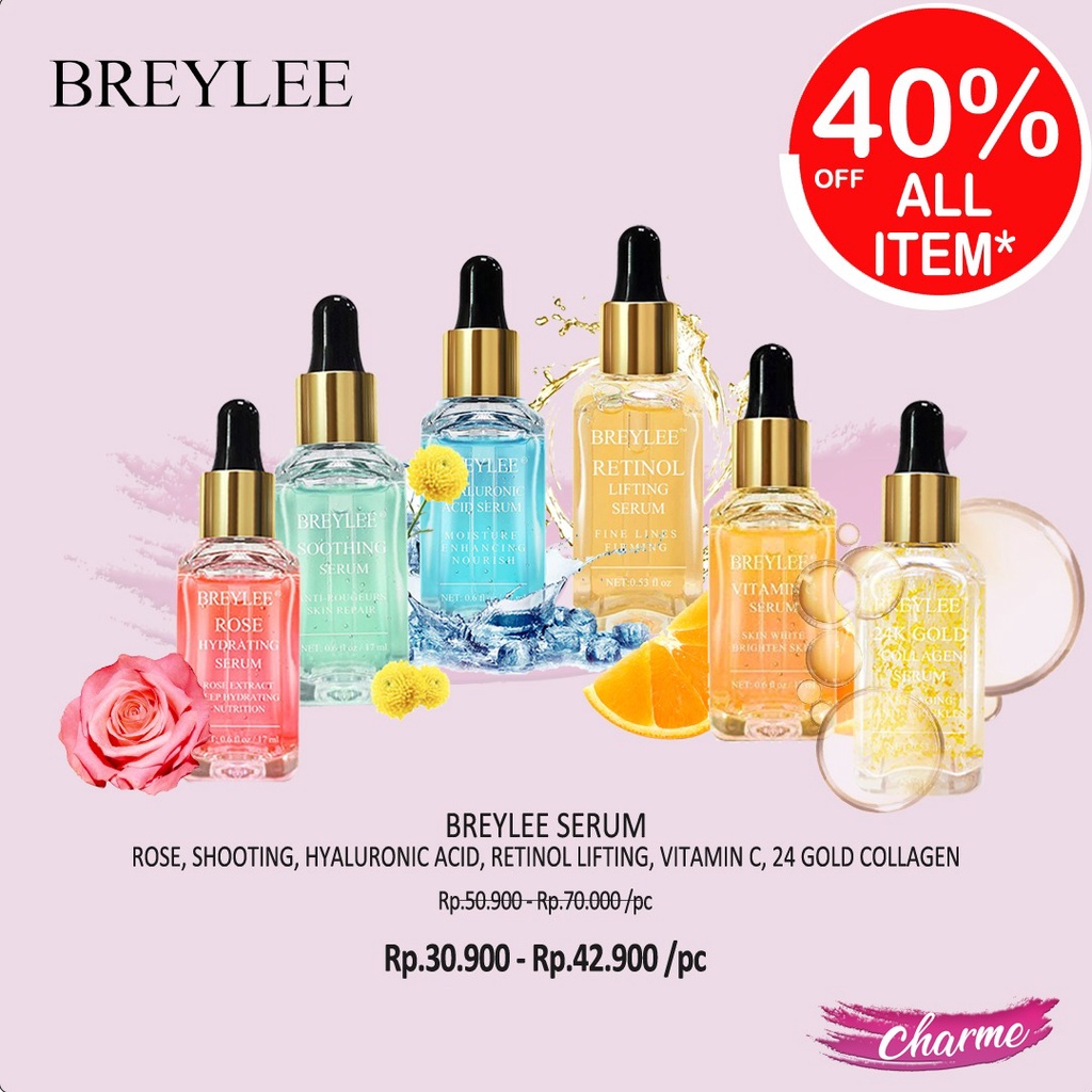 (READY) BREYLEE Serum Vit C Hyaluronic Retinol 24K Gold Soothing Acne Treatment BY1619 1626 1633