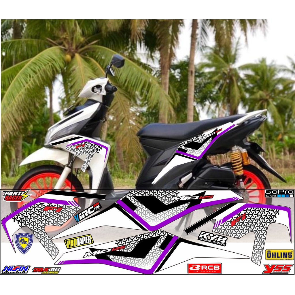 STRIPING/STICKER CUSTOM VARIASI YAMAHA MIO M3/MIO Z VARIASI MOTIF STRIPING STANDART STYLIST PUTIH UN