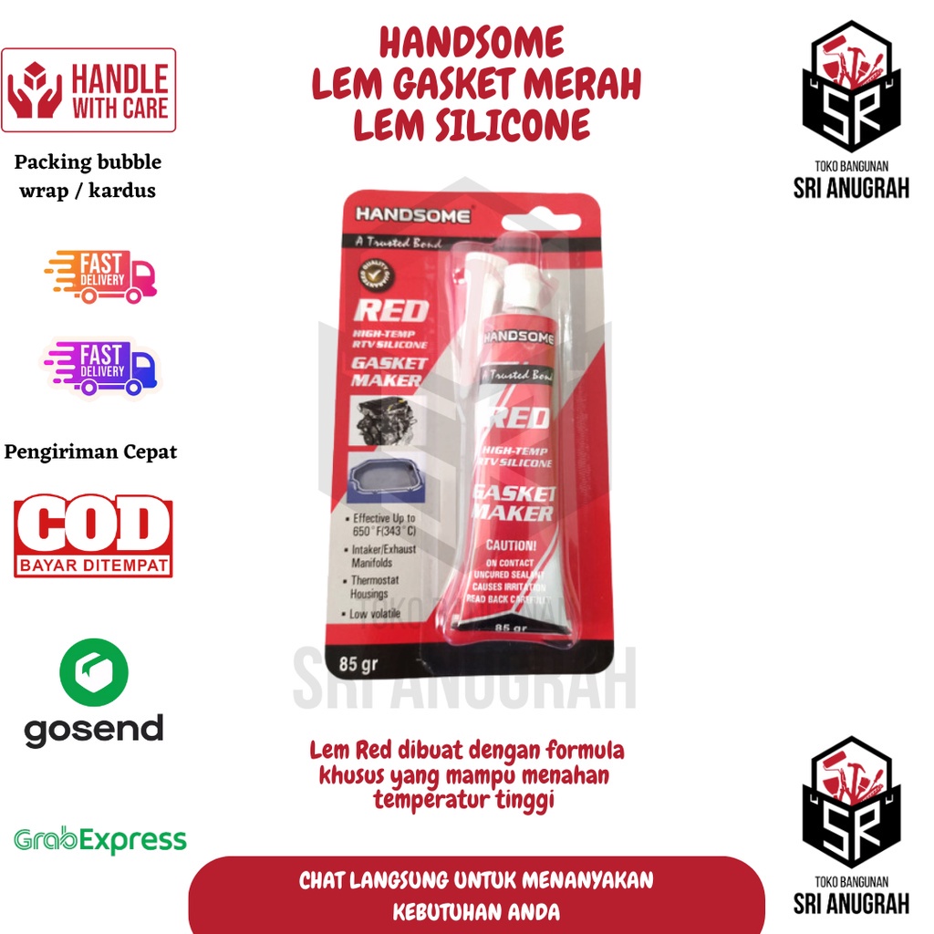 Lem Red Silicone Handsome Gasket Maker 85 Gram