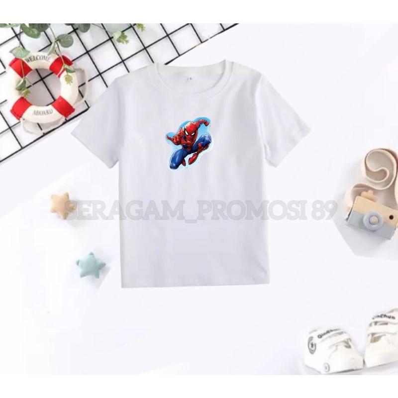 Baju kaos Anak karakter motif spiderman / kaos cotton sablon anak laki-laki / kaos oblong superhero anak 2th-10th