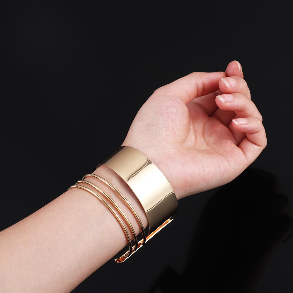 Needway   Alloy Trendy Perhiasan Punk Cuff Kepribadian Berlebihan Wanita Gelang Berongga Keluar