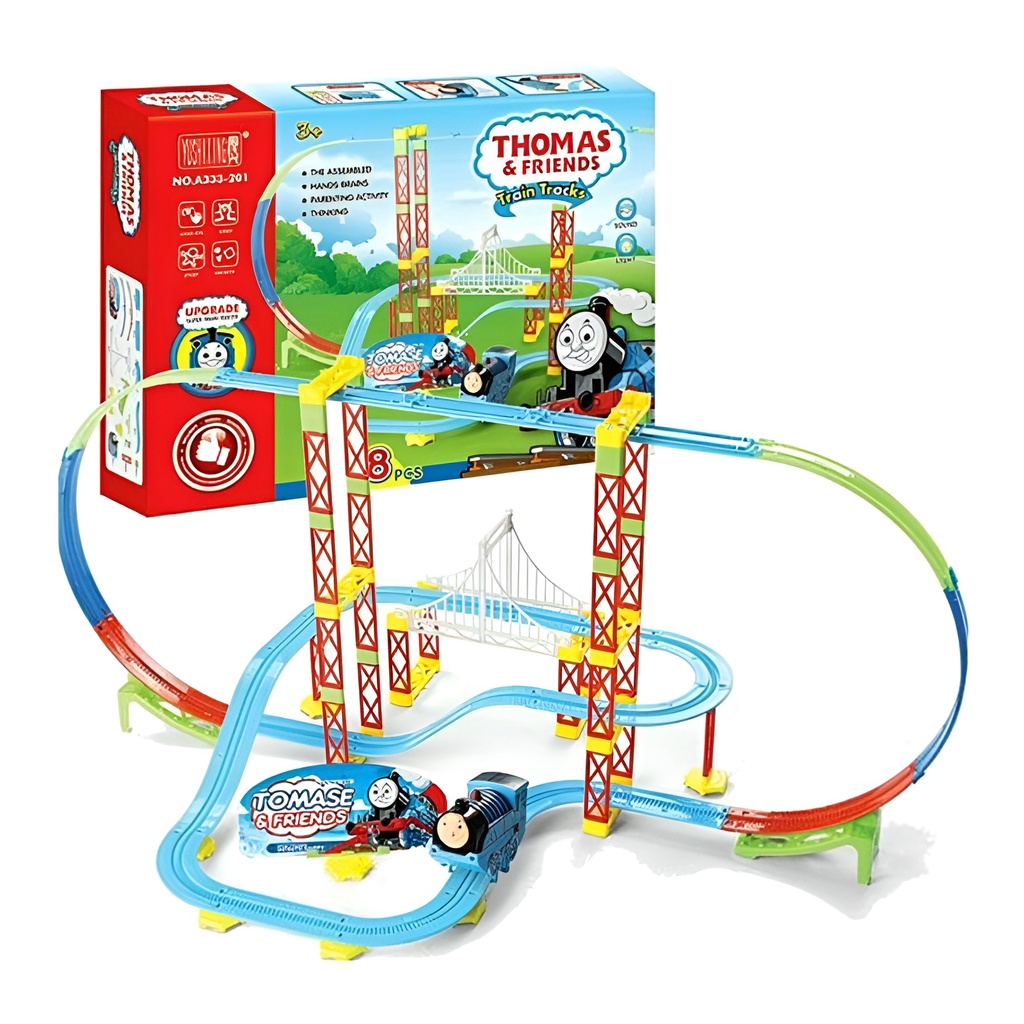 88pcs Train &amp; Thomas Roller Coaster | Kereta Api Mainan Anak | Kado Ultah Anak Laki Laki Usi 2-3-4-5-6 Tahun | Mainan Seru Untuk Keluarga