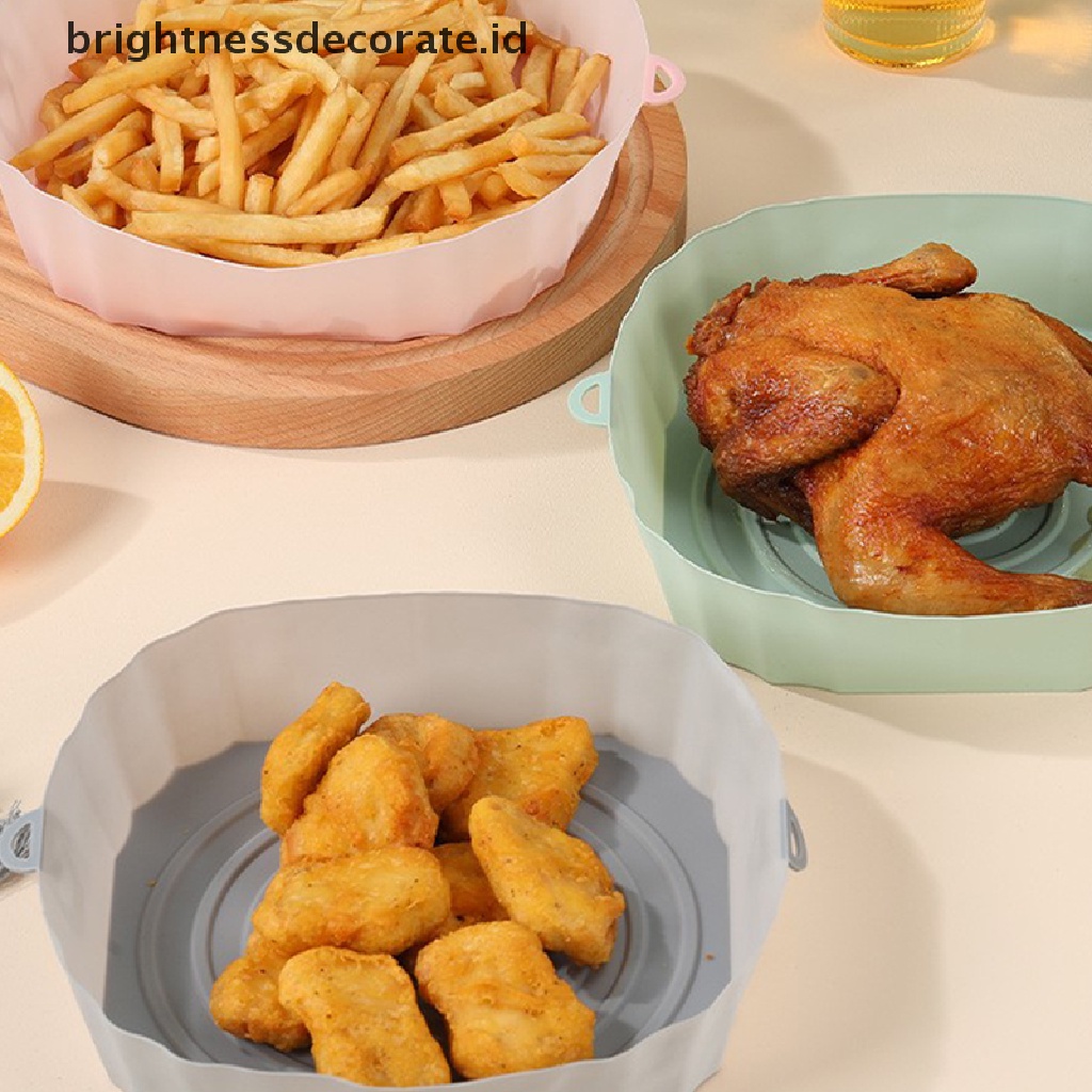 [Birth] 21 cm Air Fryers Oven Baking Tray Fried Chicken Basket Mat AirFryer Silikon Pot Bulat Pengganti Grill Pan Aksesoris [ID]