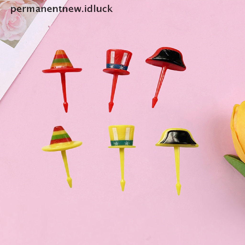 [luckypermanentnew] 1set Topi Kartun Lucu Anak Garpu Buah Plastik Bento Makan Siang Dessert Tusuk Gigi [ID]