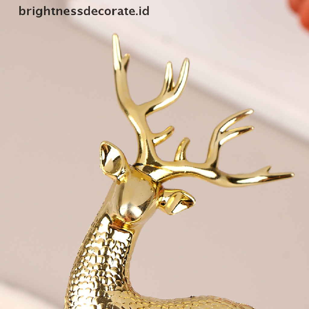 [Birth] 1pc Natal Elk Plastik Golden Cake Topper Dessert Dekorasi Hadiah Anak [ID]