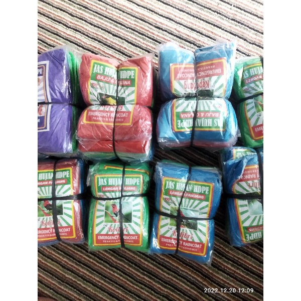 1 pack isi 12 jas hujan HDPE lemgan pancang ponco dan setelan baju celana mantel plastik Grosir