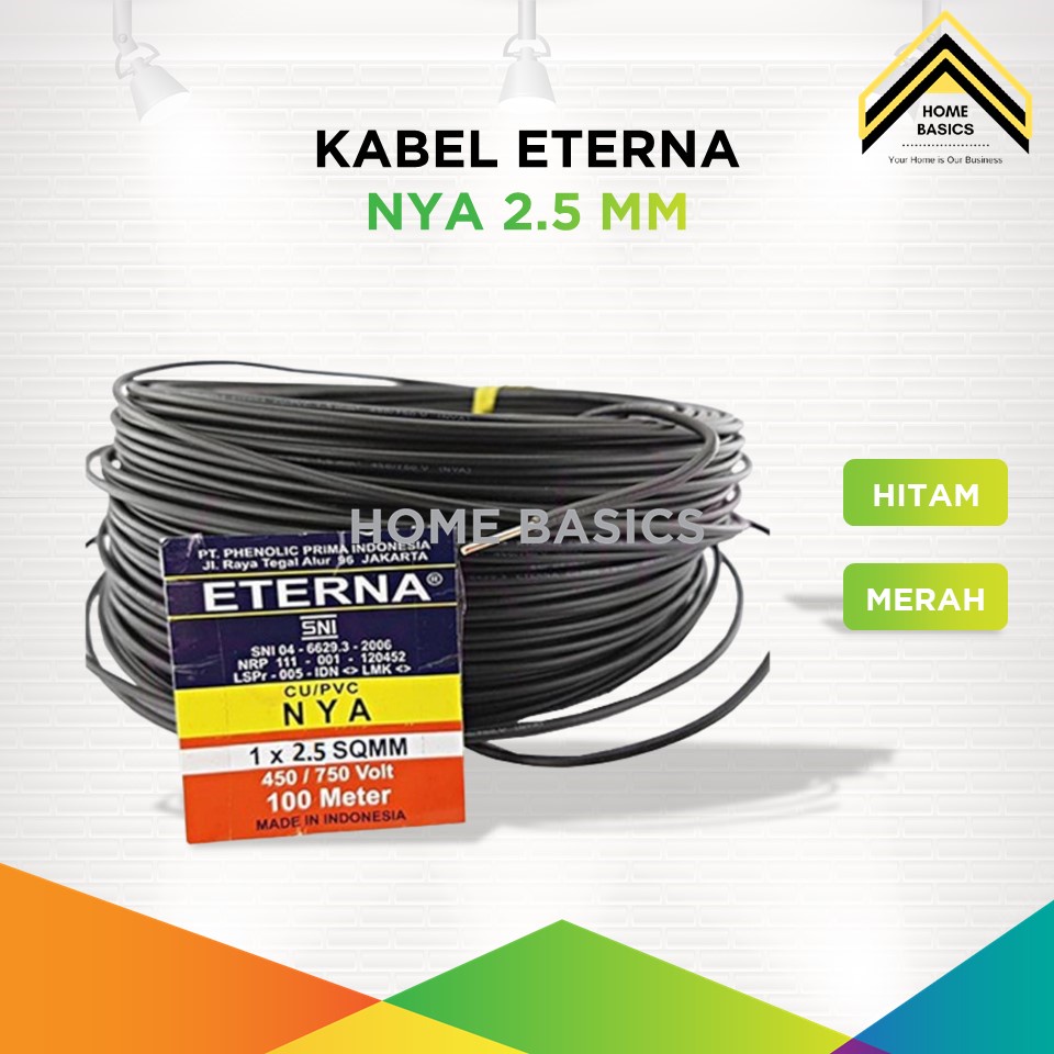 Kabel Listrik Eterna NYA 2.5 mm Tunggal - Merah / Hitam