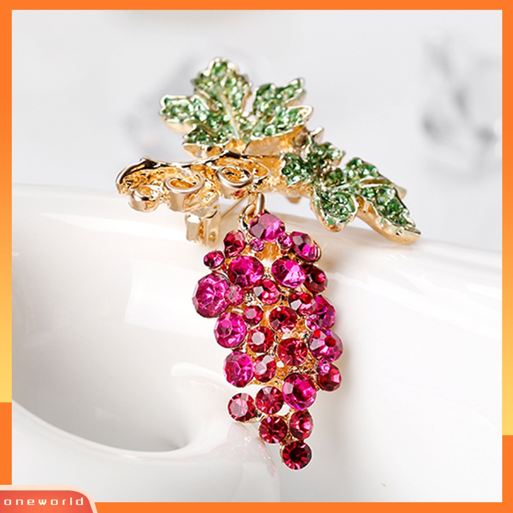 {oneworld} Wanita Fashion Multicolor Berlian Imitasi Buah Anggur Bros Pin Pesta Malam Perhiasan