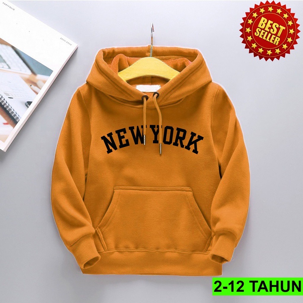 Jumper Hoodie Anak NEWYORK II Jaket Hoodie Anak Viral II Sweater Hoodie Kids Sz M - XL ( Laki Laki &amp; Peremepuan )