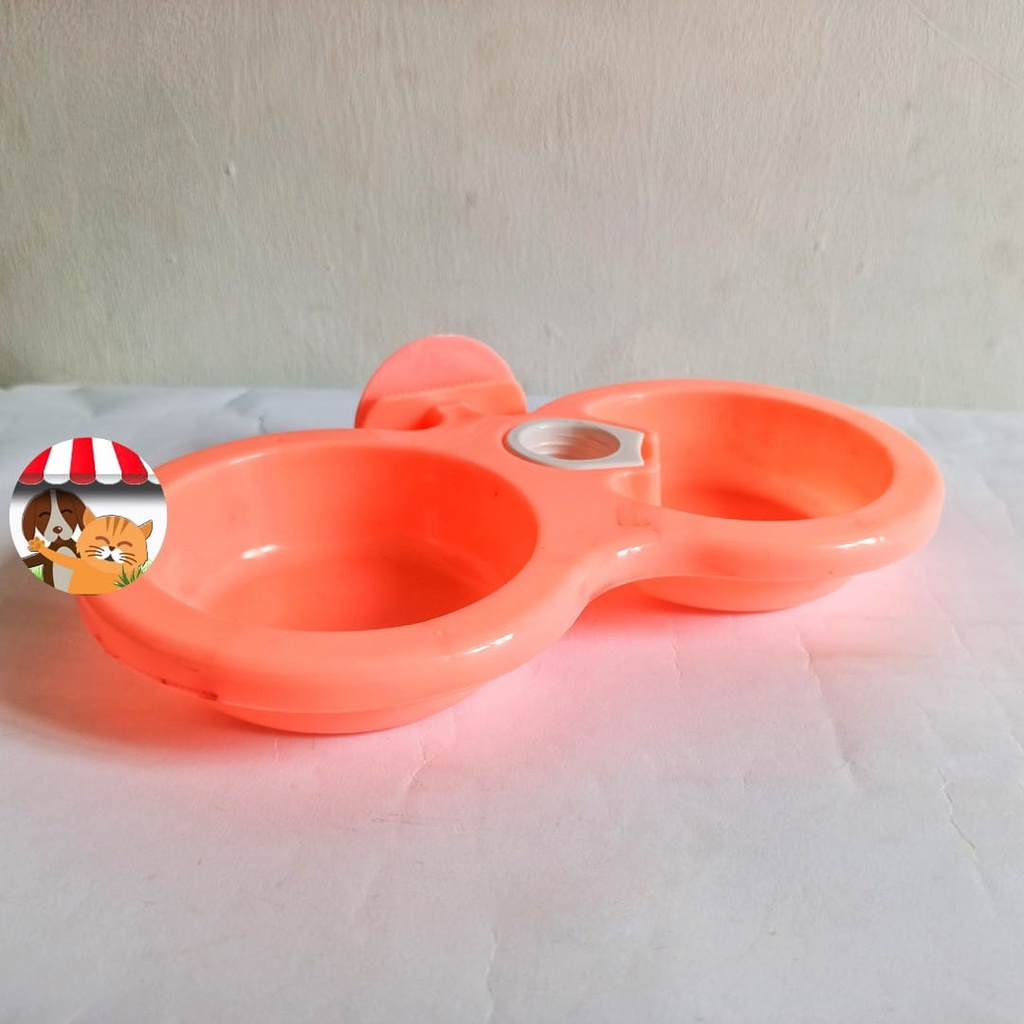 Pet Bowl Double Gantung Kandang Jepit Tempat Makan Minum Anjing Kucing