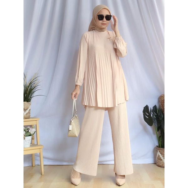 Setelan Prisket Klambique Oneset Stelan Celana Plisket Bigsize