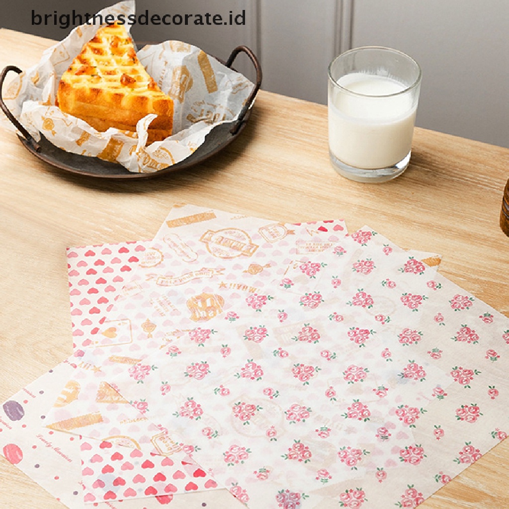 [Birth] 50pcs/lot Kertas Lilin Pembungkus Makanan Wrapping Paper Food Grade Grease Paper Untuk Roti Sandwich Burger Fries Oilpaper Baking Tools [ID]