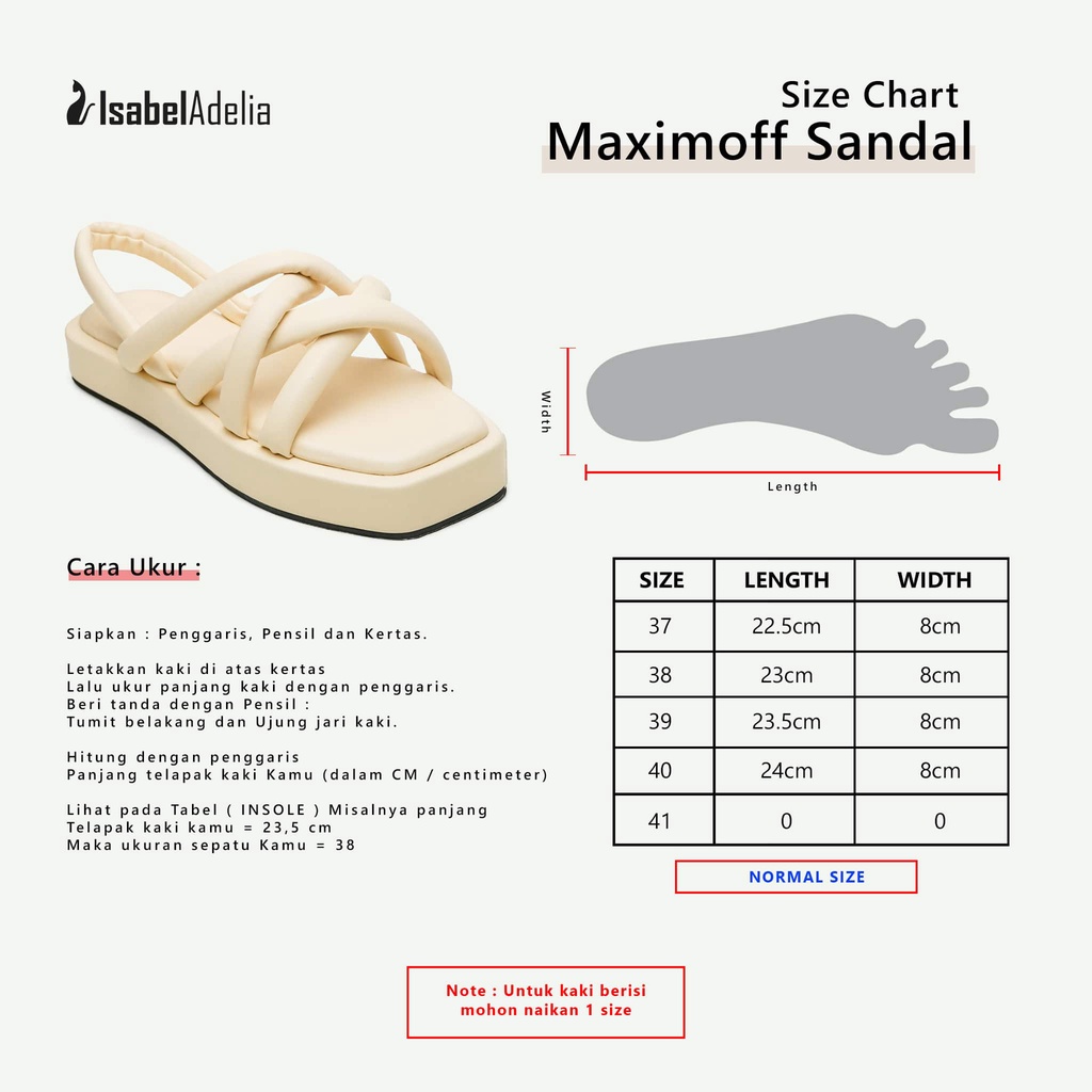 Isabel Adelia Sendal Platform MAXIMOFF Sandal Wanita Kekinian Mocha Hitam Putih Coklat Cream