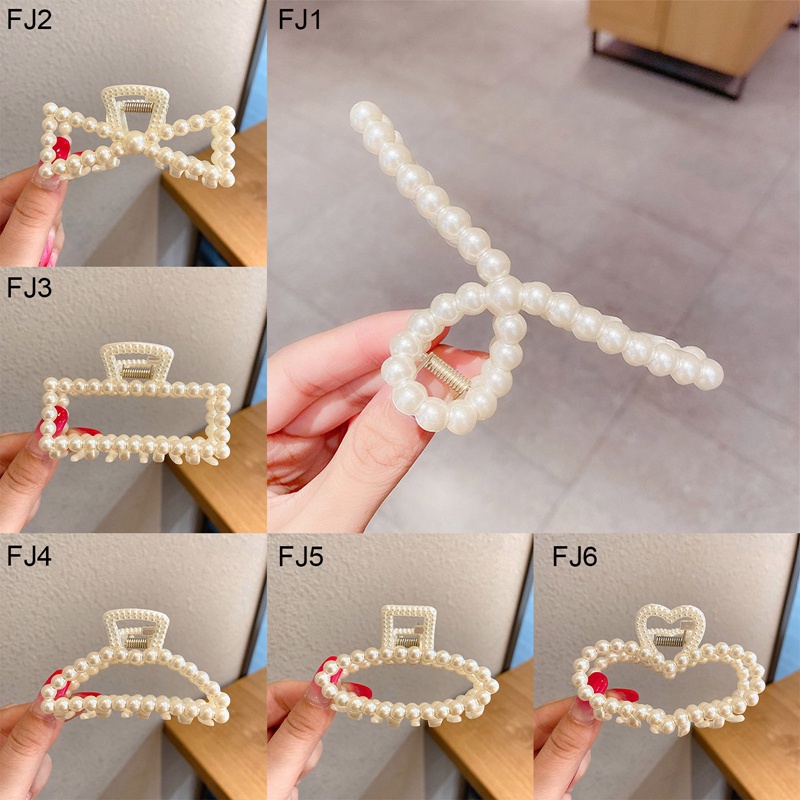 Fashion Wanita Mutiara Imitasi Berlian Imitasi Poni Samping Jepit Rambut Hair Claw Clip Barrette