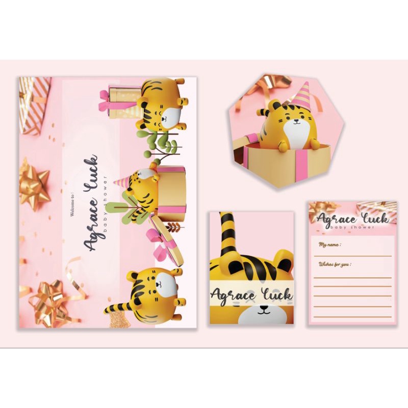 TIGER PINK TABLE MAT DECORATION BIRTHDAY PARTY BRIDAL SHOWER ULANG TAHUN TABLE DECOR