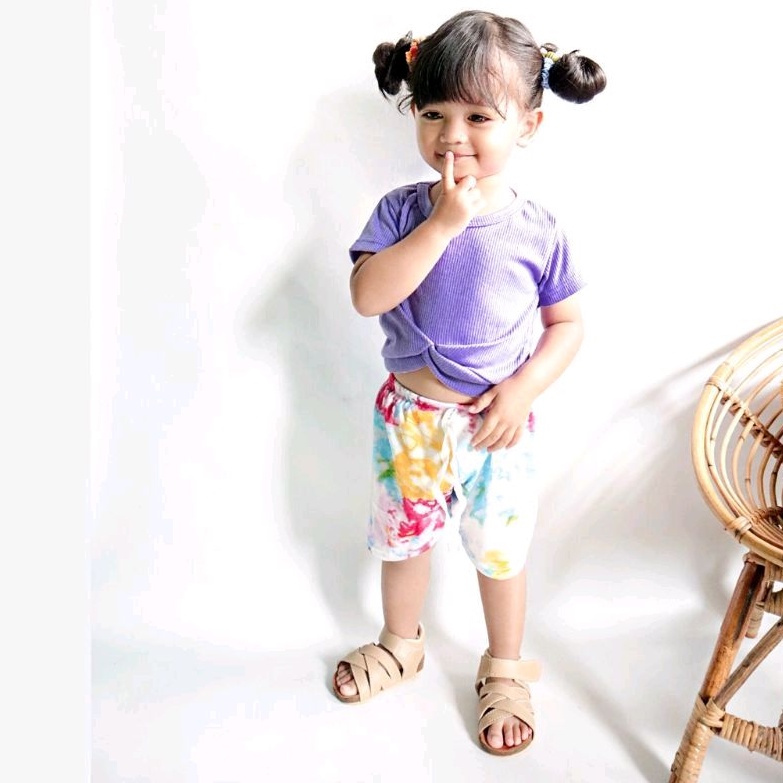 Set Crop Top and Tie Dye Short 18 Bulan - 3 Tahun / Set Aqila Celana Pendek Anak Perempuan Tie dye