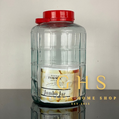 Toples Kaca Asinan 16 Liter - Wadah Makanan Kaca Besar dengan Tutup Plastik