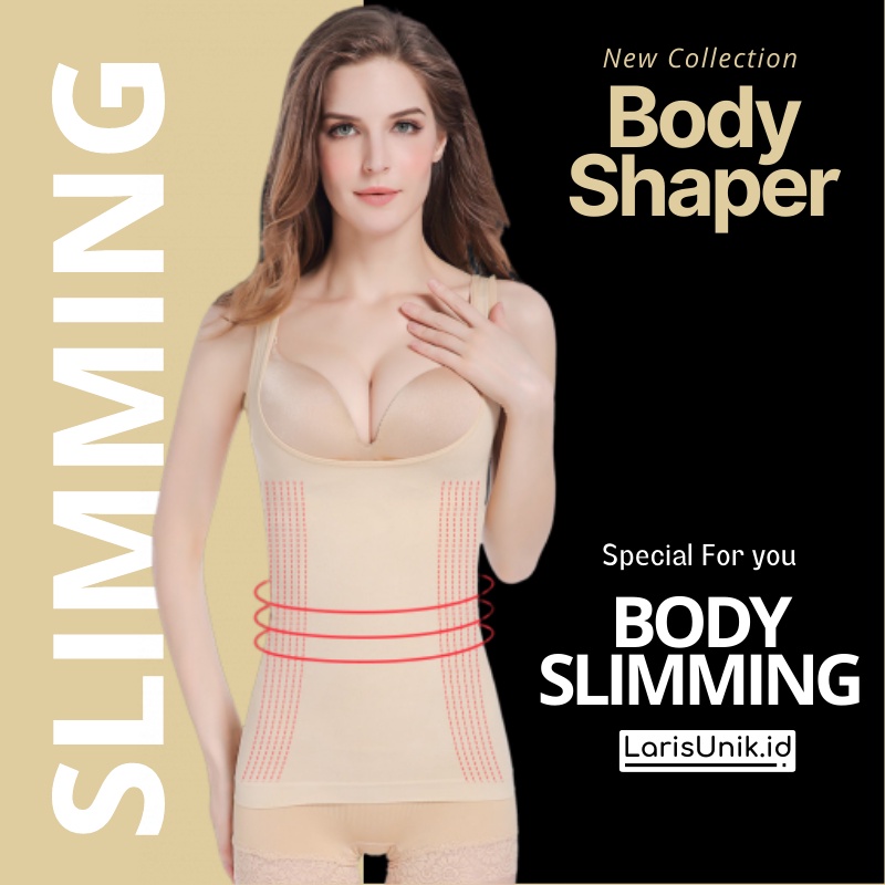 Tengtop Tangtop Tanktop Pelangsing Pengecil Perut Buncit Wanita Korset Body Slimmer Slim Slimming Sliming Shaper Shapper Tank Top Tentop Tantop Suit Corset Korslet Kroset Pelangsing Tubuh Badan Original Pakaian Pakayan Pakean Dalam Wanita Jumbo Shapewear