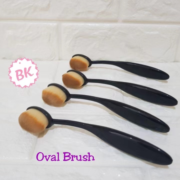 Mysterygirl - [COVER] Oval Blend Brush Foundation Kuas Make Up Blush On Portable Professional Tool Mini Travel Set Brush Powder