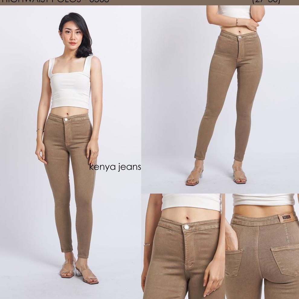 7C-G CELANA JEANS HIGHWAIST PREMIUM /PINGGANG TINGGI JEANS /STREACH JEANS /HW JEANS /COKLAT /27 - 34
