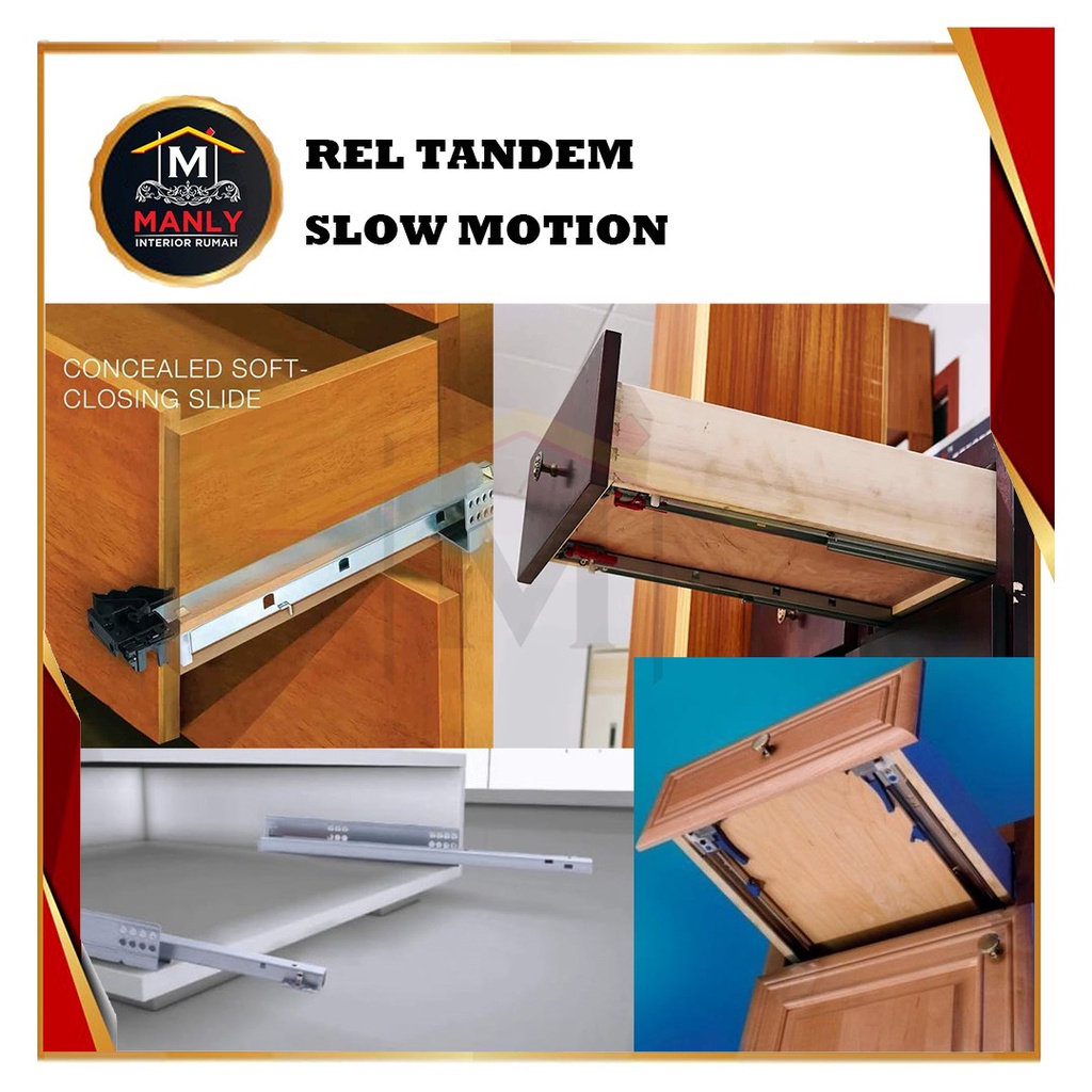 Rel Laci Tandem 25 cm Slow Motion Double Extention (2x Tarikan) isi 1 Set