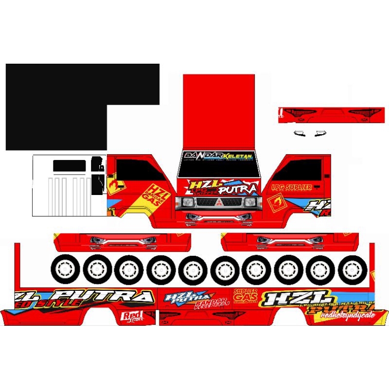 Lembaran PaperCraft Pickup L300 HZL PUTRA  Mbois Ukuran Mini P.24,5cm L.9cm T.4cm