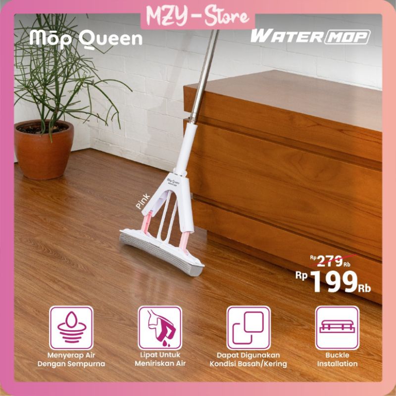 Mop Queen (NEW) Water Mop Alat Pel Lantai Peras Pel Lantai Spons Mop Queen Sponge Chamois Mopqueen Pink Blue Original