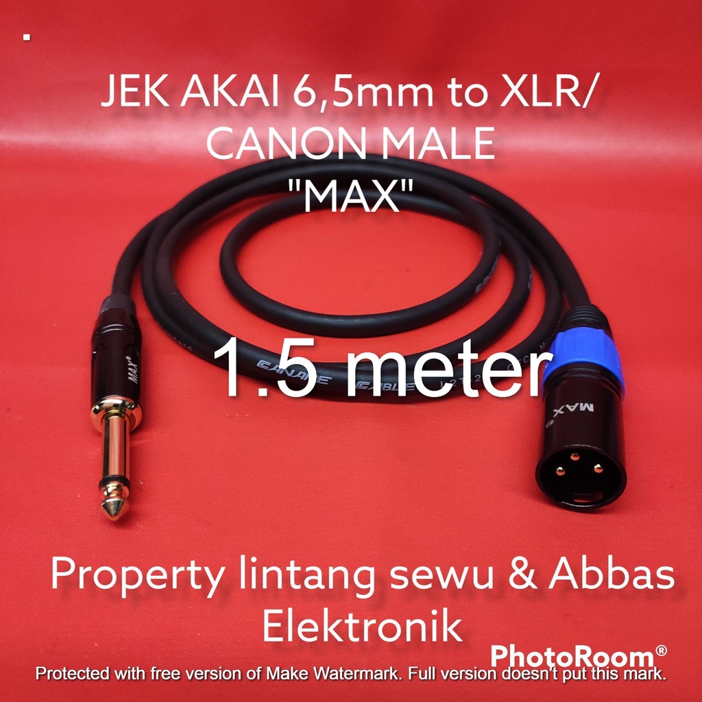 KABEL JEK AKAI 6.5MM MAX TO XLR CANON MALE MAX 1.5 METER