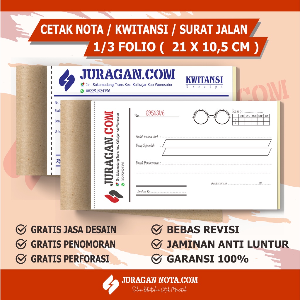 

CETAK NOTA CUSTOM 1 PLY 1/3 FOLIO / KWITANSI 1 PLAY / SURAT JALAN CUSTOM 1 PLAY ( BEBAS DESAIN )