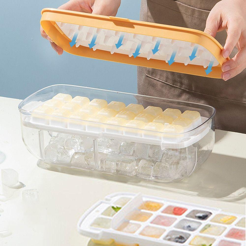 Solighter Cetakan Es Persegi Silikon Kualitas Tinggi Alat Kreatif Press Type Ice Cube Maker