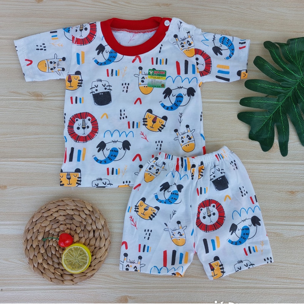 Setelan Piyama Premium Lengan Pendek Motif Dayak baju bayi anak usia 3-12 bulan kancing