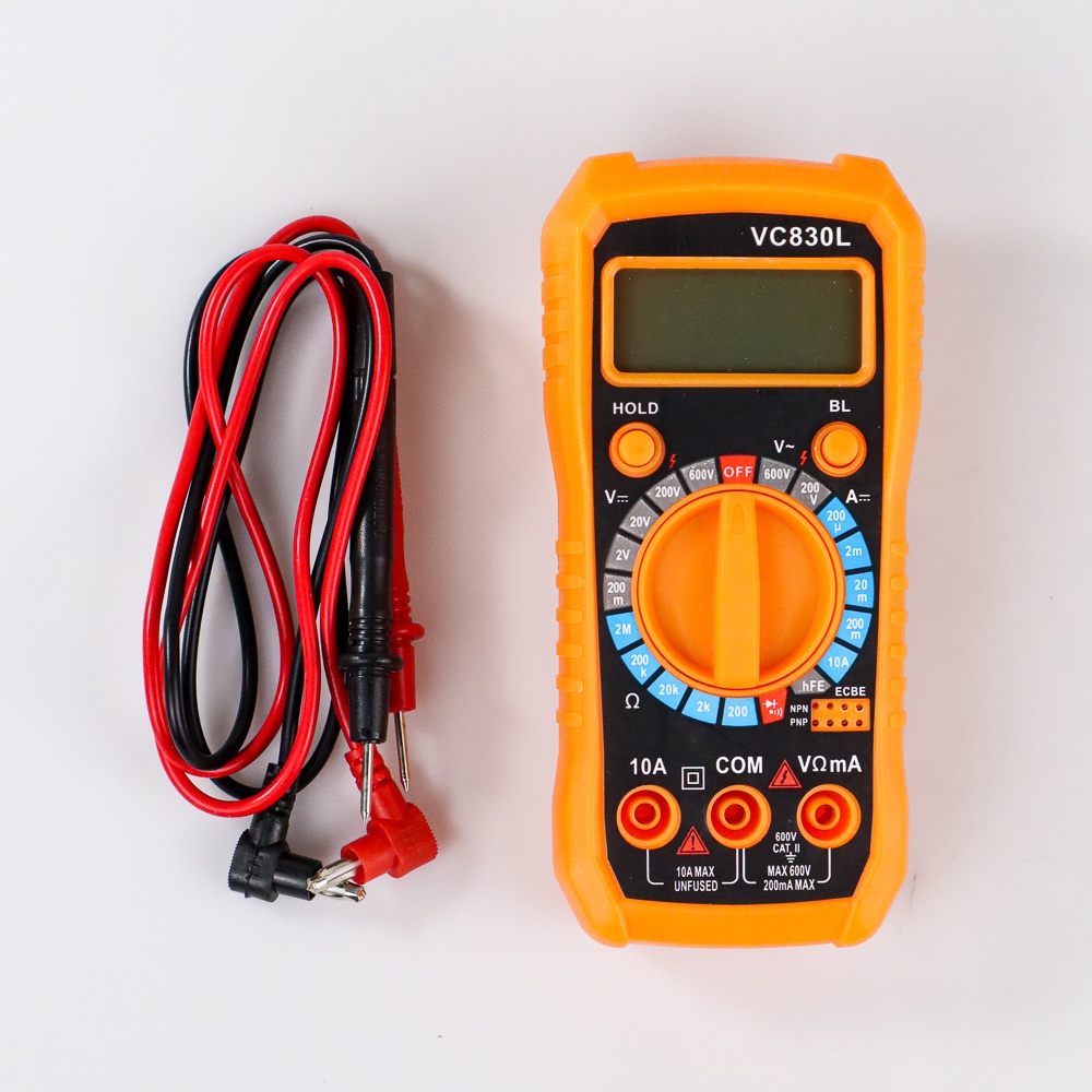 Junejour Mini Digital Multimeter AC/DC Voltage Tester - VC830L - Orange