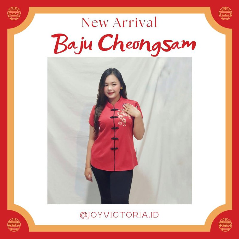 BAJU IMLEK - DRESS CHEONGSAM MERAH MOTIF MERAK CAMPUR - MOTIF POLOS