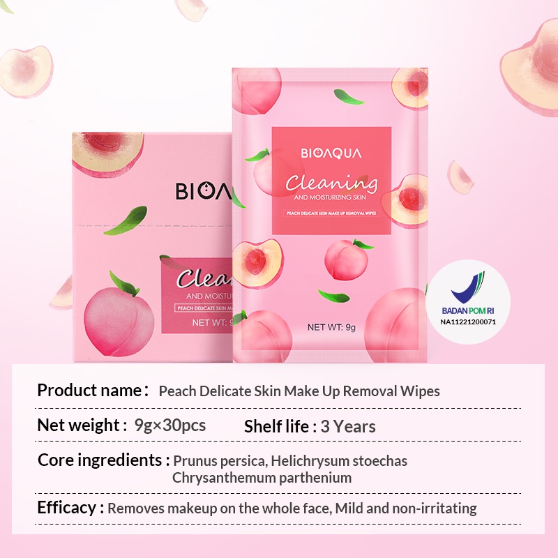 READY (ECER) Bio Aqua Bioaqua Avocado Moist Wipes Make Up Removal / Peach Delicate Wipes Make Up Removal 9gr