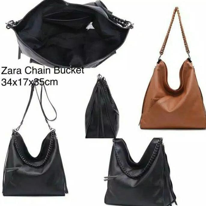 Tas wanita cewek branded hobo zara handbag chain bucket import murah