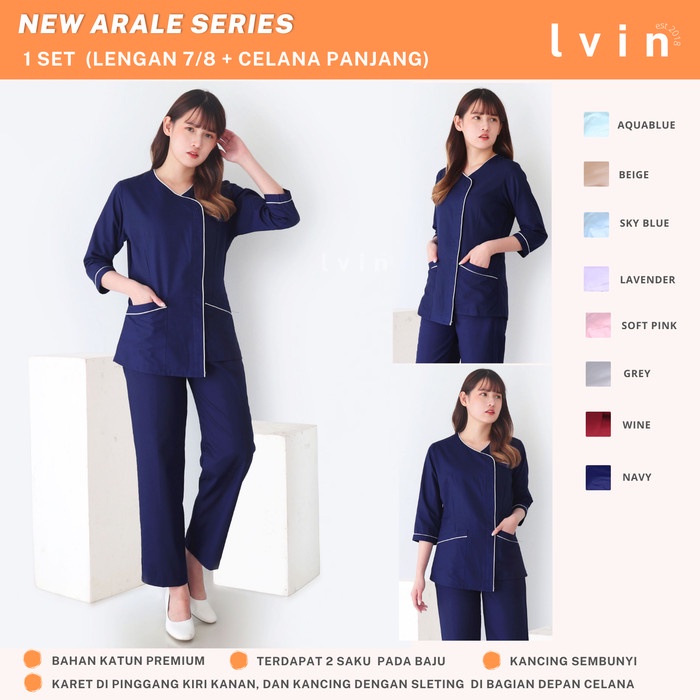 baju suster Arale Lengan Panjang Baby Sitter / Baju Seragam Suster / Nanny Uniform - Navy, S(F6P0) B
