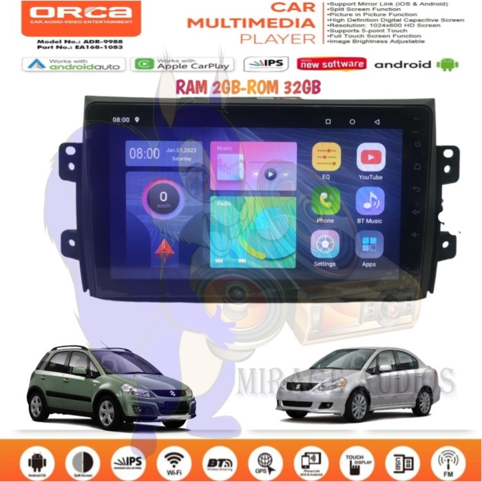 Headunit Head Unit Android Orca Eco Suzuki Sx4 X-Over - Neo Baleno 9 Inch Pnp