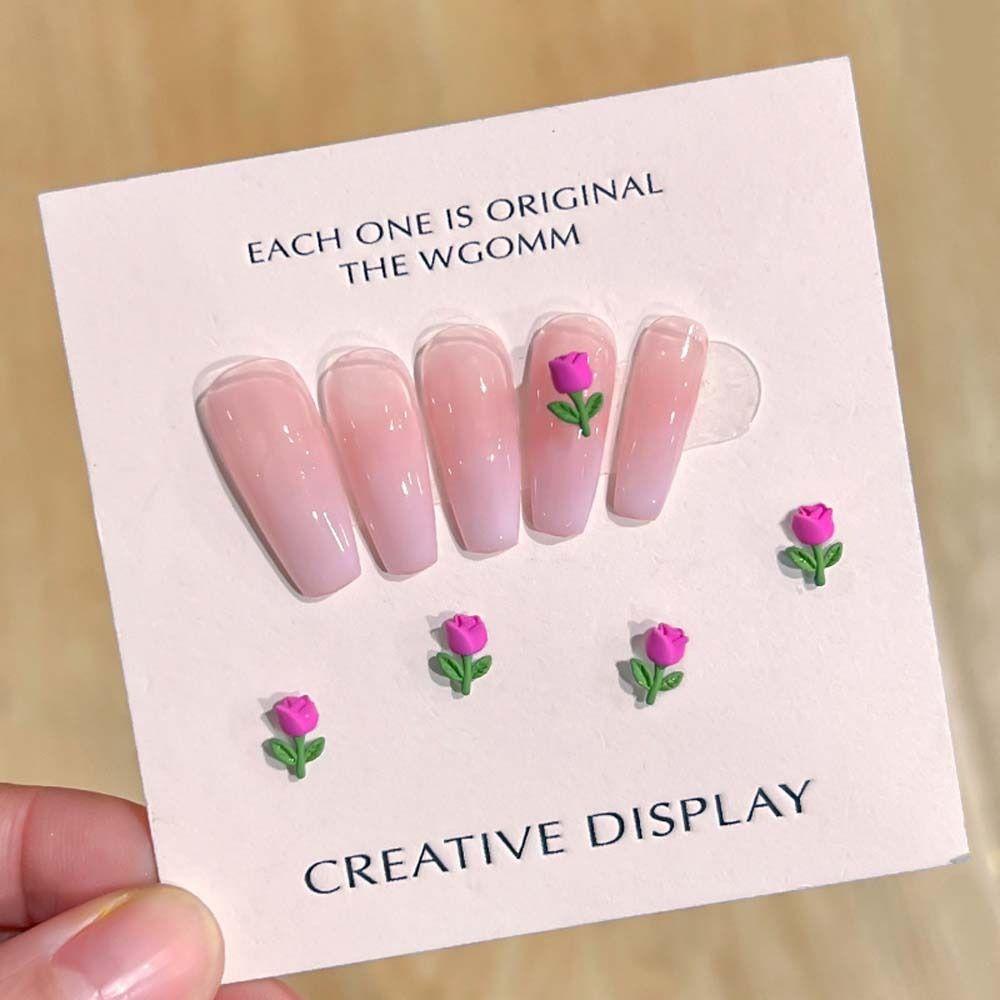 AUGUSTINA Agustinina Kartun Dekorasi Kuku Fashion Tulip Kelinci Strawberry Beruang Hiasan Kuku 3D Nail Art Drills