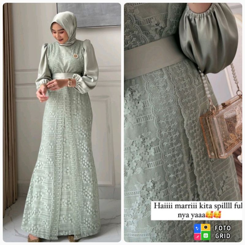 gamis pesta hijau sage gamis pesta brokat terbau gamis pesta terbaru gamis kondangan gamis lamaran b