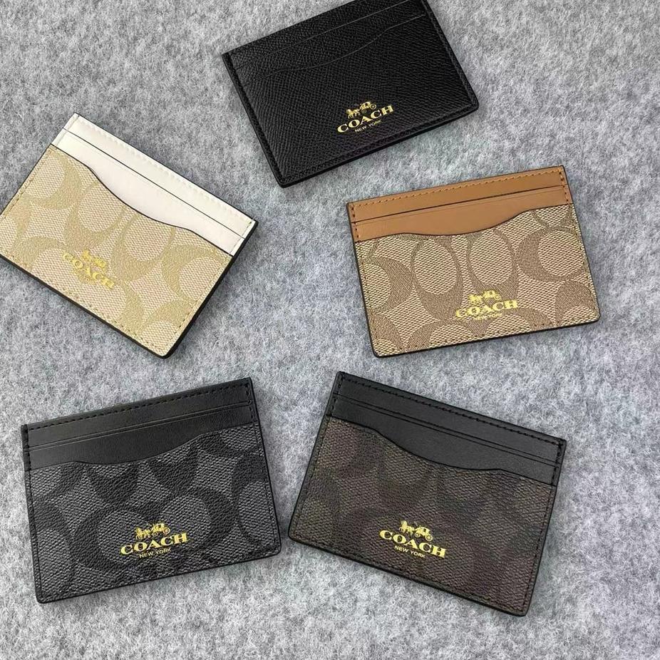 

Flash Sale COACH Leather Card Holder Card Wallet 5 Classic Colors