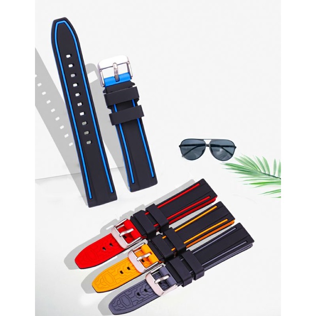 Strap tali jam tangan rubber karet silikon silicon silicone quick release   kwalitas terbaik sudah termasuk pen geser 20mm 22mm 24mm 20 mm 22 mm 24 mm