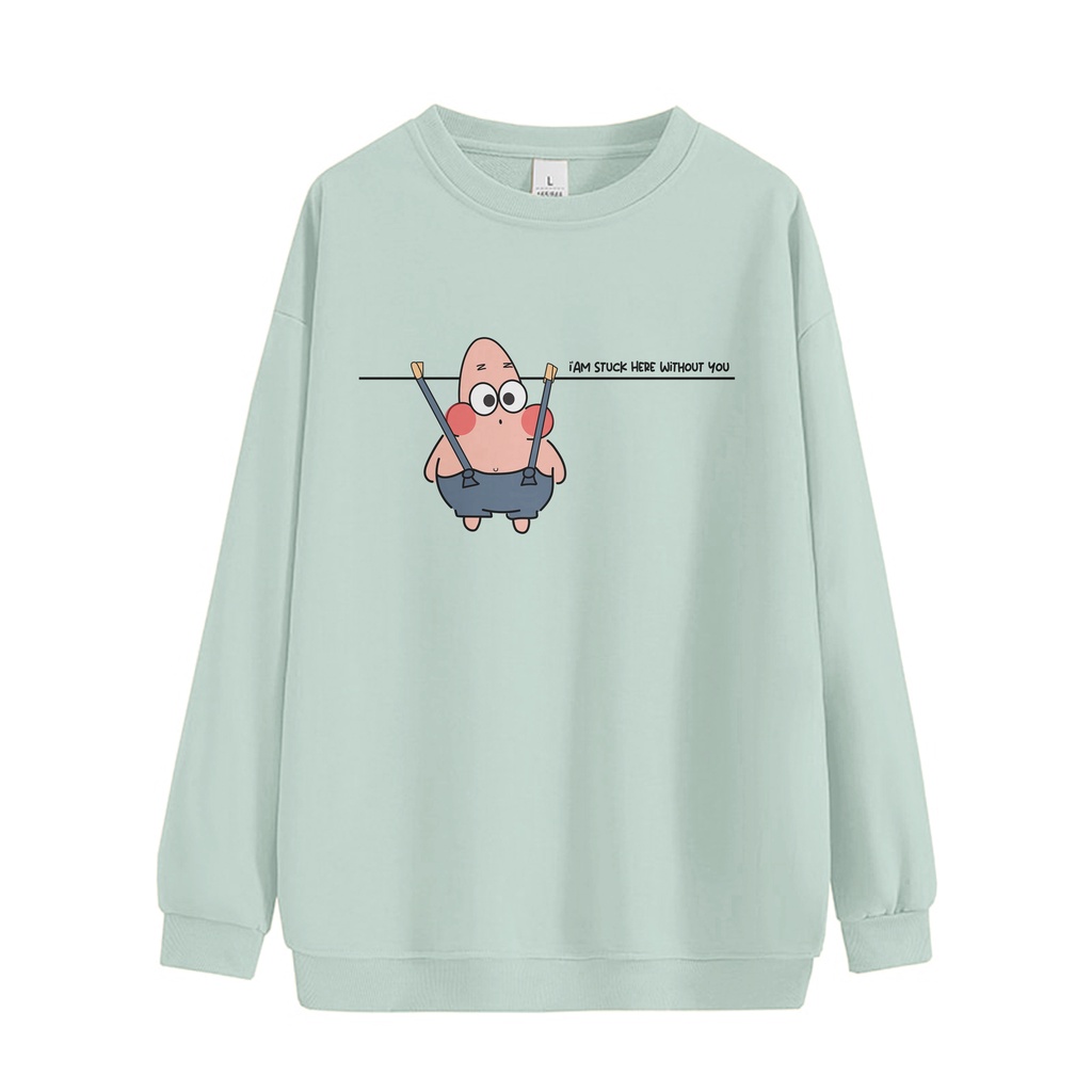 Sweater Oversize Patrick Star Pria Wanita Bahan Fleece Korean  - XL - XXL - XXXL