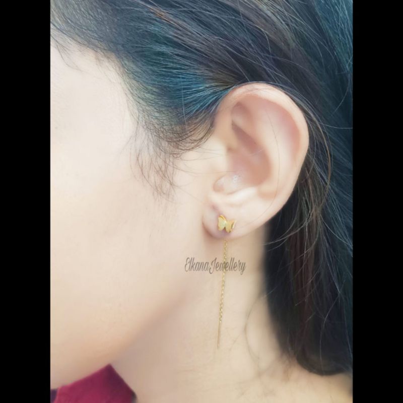 TITANIUM ANTING RANTAI TUSUK SUPER BERKELAS PERHIASAN ANTI KARAT&amp;ANTI LUNTUR