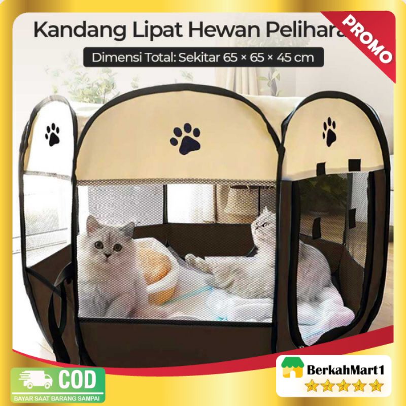 VOOPET Kandang Lipat Hewan Peliharaan Kucing Anjing Pet Cage Portable Tent Folding Small - WL00 - Coffee