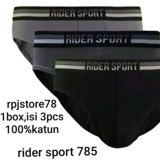 1 Box 3 Pcs Celana Dalam Rider R 785 B - CD Pria Dewasa - Karet Pinggang Boxer